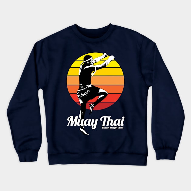 Muay Thai Boran Kickboxing Born to Fight Crewneck Sweatshirt by KewaleeTee